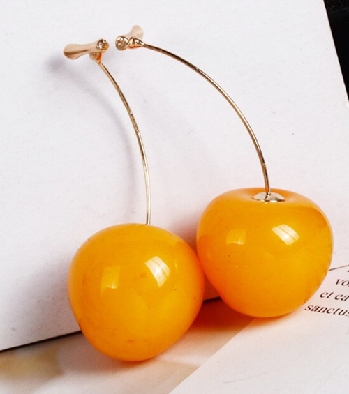 Øreringe - hængeøreringe med gule/orange æbler 